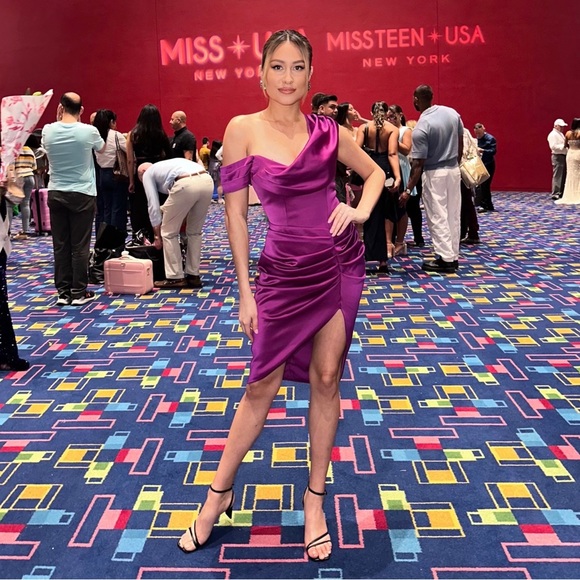 Lavish Alice Mya Asymetric Satin Dress - Picture 3 of 5